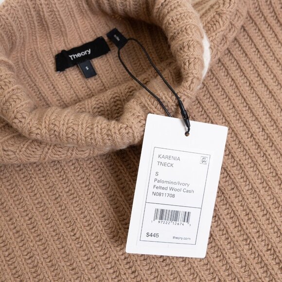 Theory Turtleneck Wool Cashmere Sweater Oversized Soft Beige Karenia Small - Picture 5 of 14